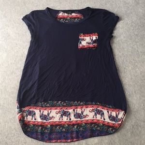 Rue 21 Navy Elephant Shirt